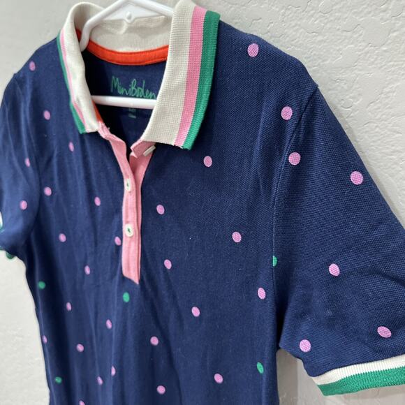 Mini Boden Navy Polka Dot Collared Dress - Picture 2 of 8
